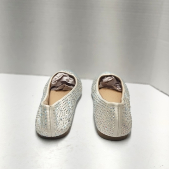 Elegant White Ballet Flats With Irridicent Rhinestone Size: 9.5 - Picture 4 of 5
